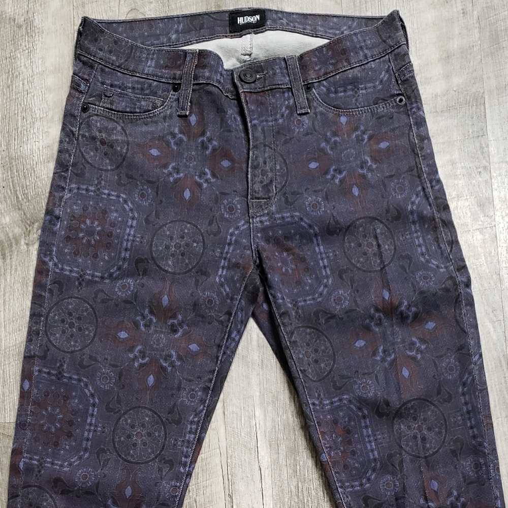 Hudson High Rise Printed Skinny Jeans